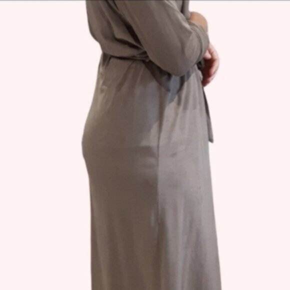 Vintage Y2K Super Soft Suedette Long Open Tie Waist Longline Trench Cardi - Picture 9 of 14